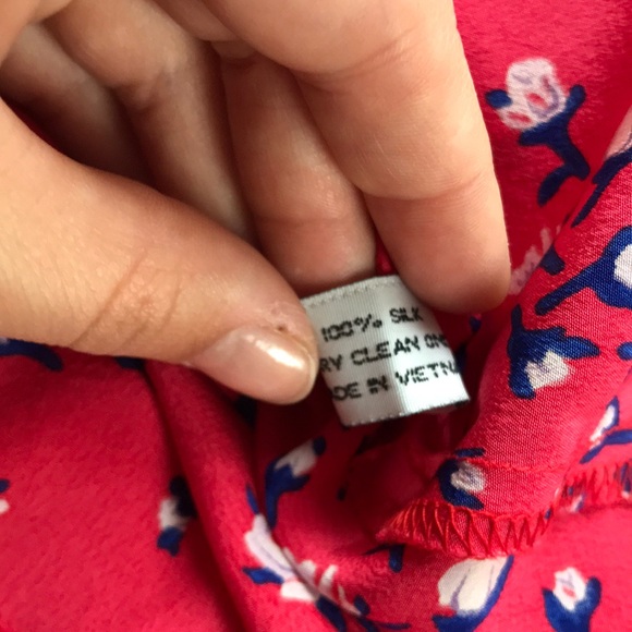 Red Silk Floral Shirt Dress - Picture 4 of 5